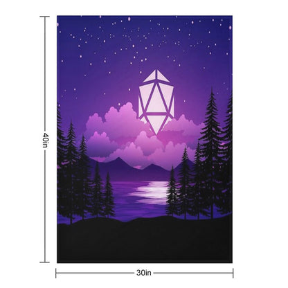 Pink Sunset D20 Dice Sun Lake Tabletop RPG Maps And Landscapes Throw Blanket