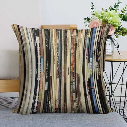 Classic Rock 2  Vinyl Records Linen Throw Pillow Cover