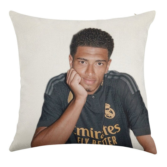 Jude Bellingham Linen Throw Pillow Cover