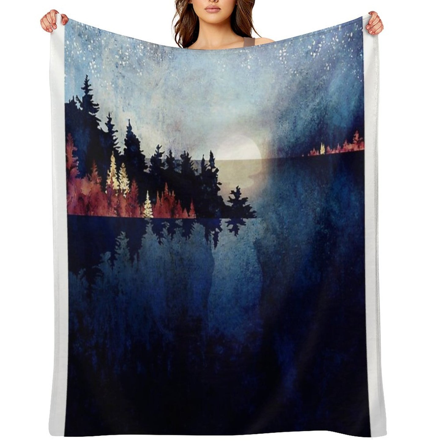 Autumn Moon Reflection Throw Blanket