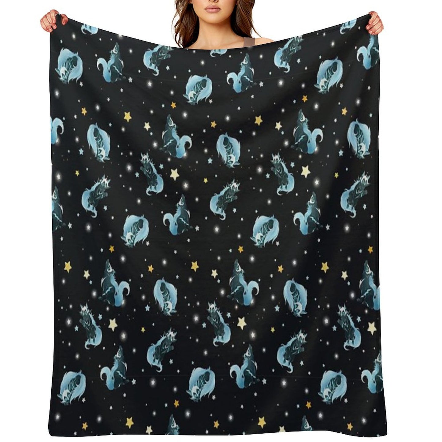 Cosmic Wolf Throw Blanket