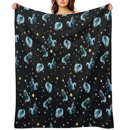 Cosmic Wolf Throw Blanket