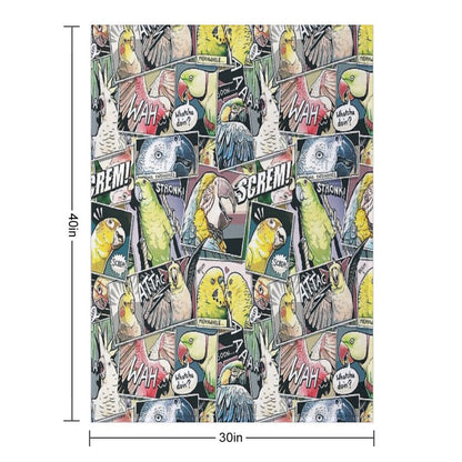 Parrots Comic Style Throw Blanket