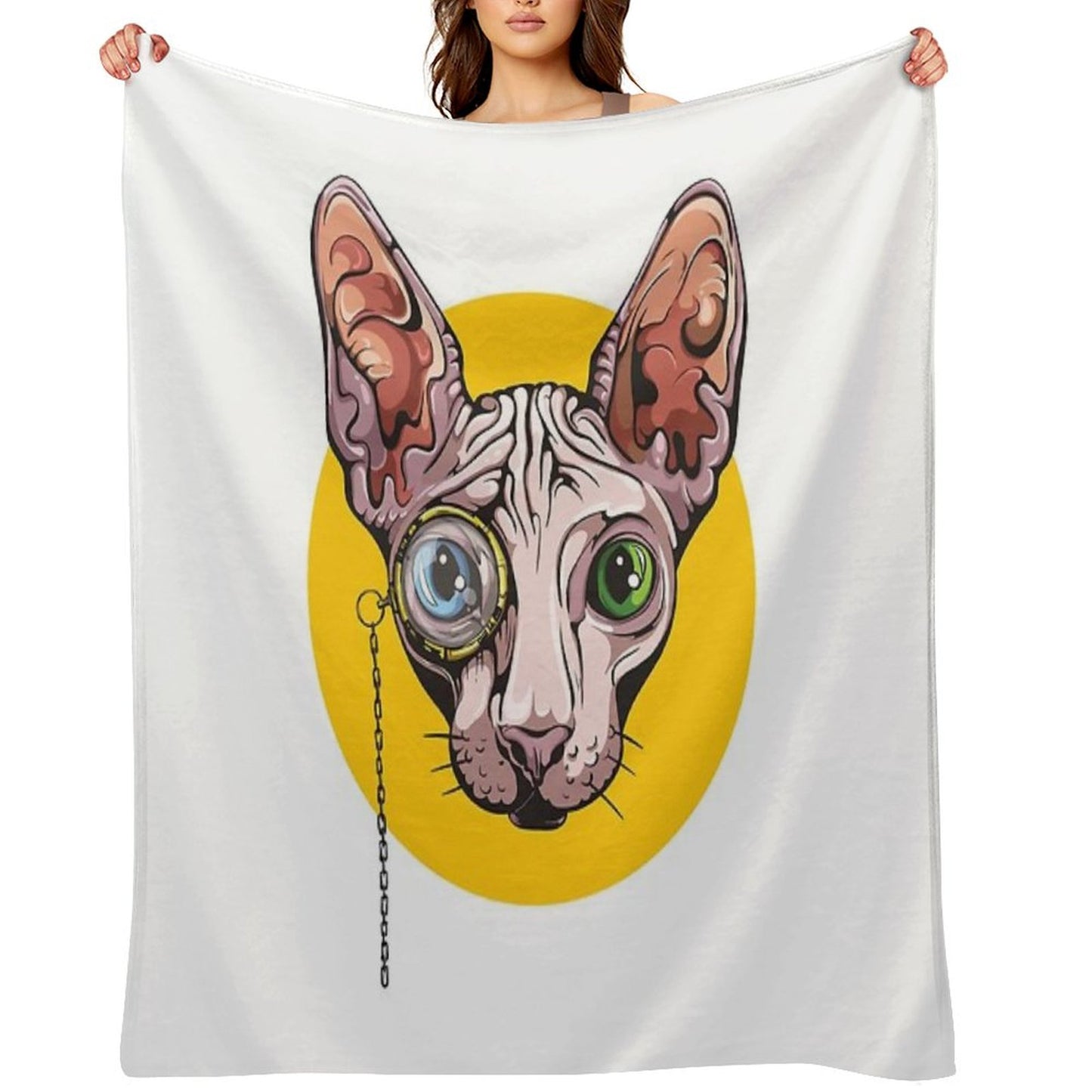Sphinx Cat with Monocle Throw Blanket