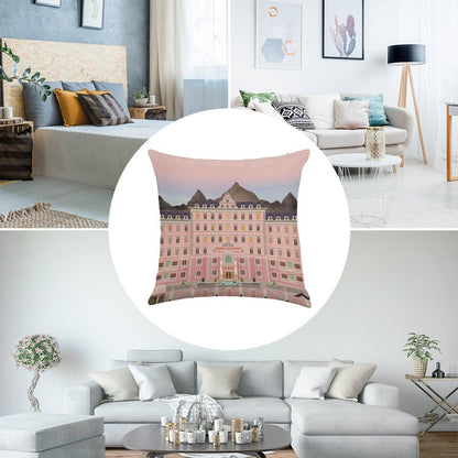 Grand Budapest Hotel Poster Wes Movie Rushmore Linen Throw Pillow Cover