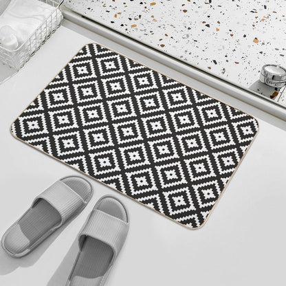 Aztec - White on Black Bath Mat