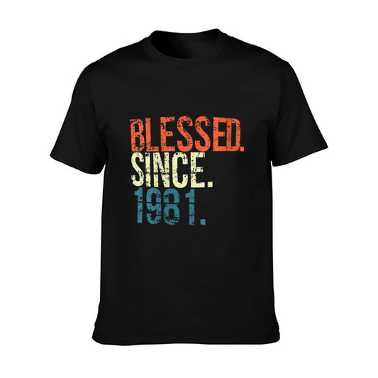 Womens Blessed Since 1981 40th Birthday Gifts Vintage  Heathered Texture T-Shirt