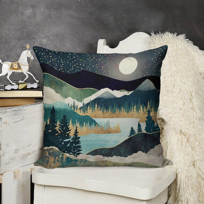 Star Lake Linen Throw Pillow Cover