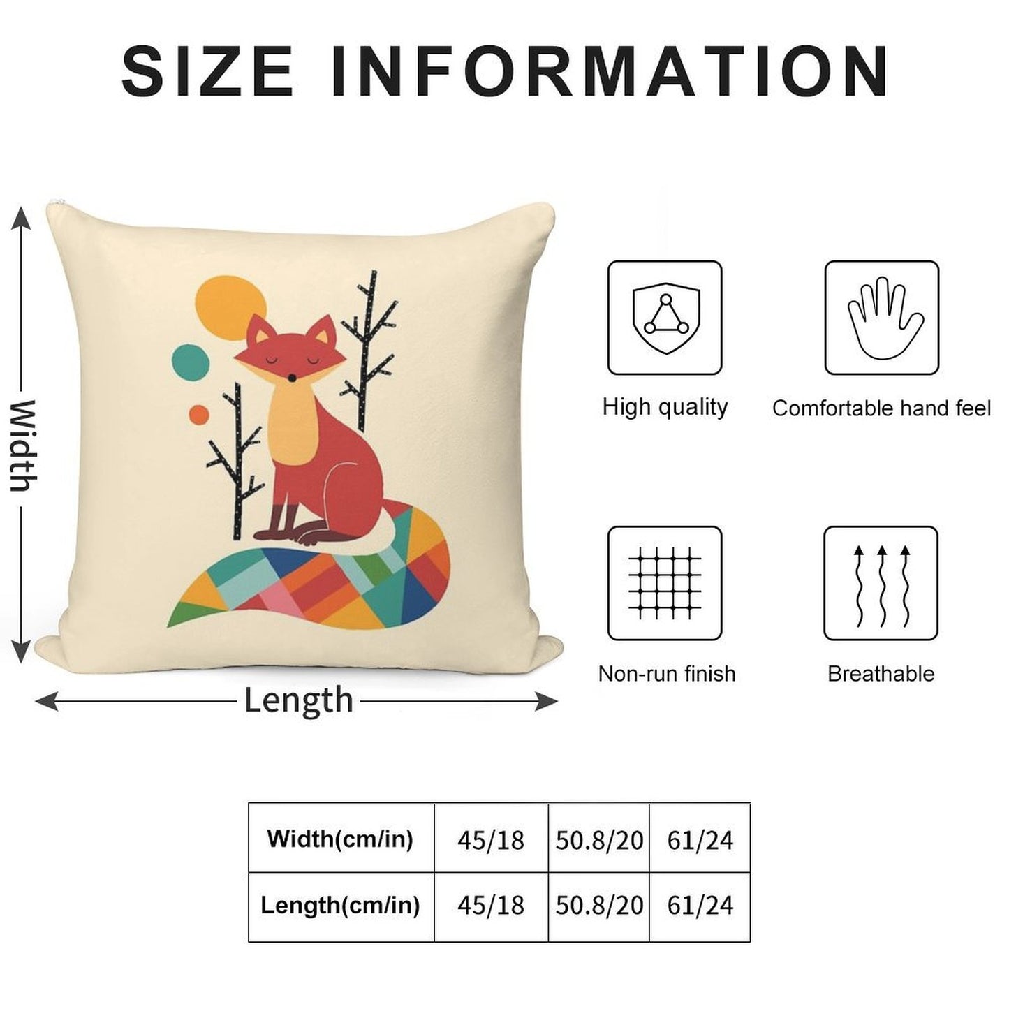 Rainbow Fox Soft Multiple Sizes Throw Pillow