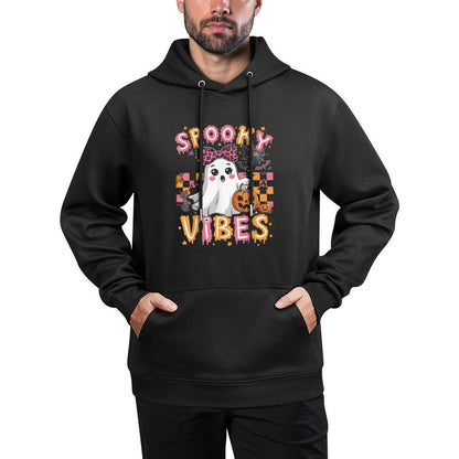 Groovy Spooky Vibes Cute Boo Ghost Halloween Costumes Girls Breathable Fabric Hoodie
