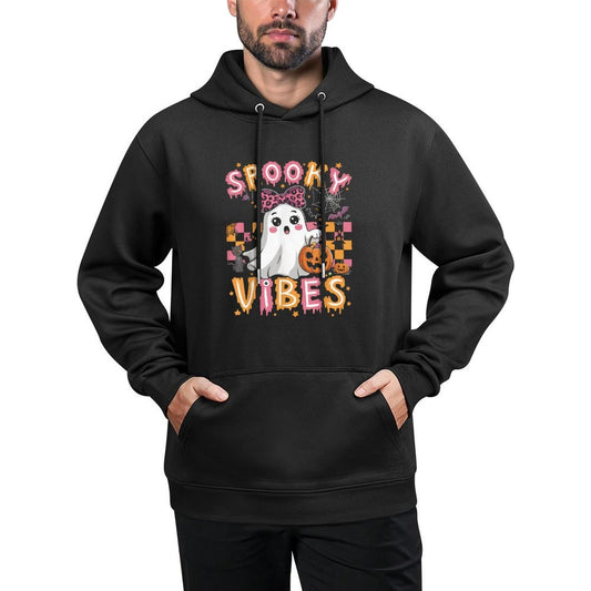 Groovy Spooky Vibes Cute Boo Ghost Halloween Costumes Girls Breathable Fabric Hoodie