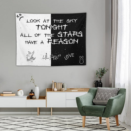 Lil Peep Black And White Star Tapestry