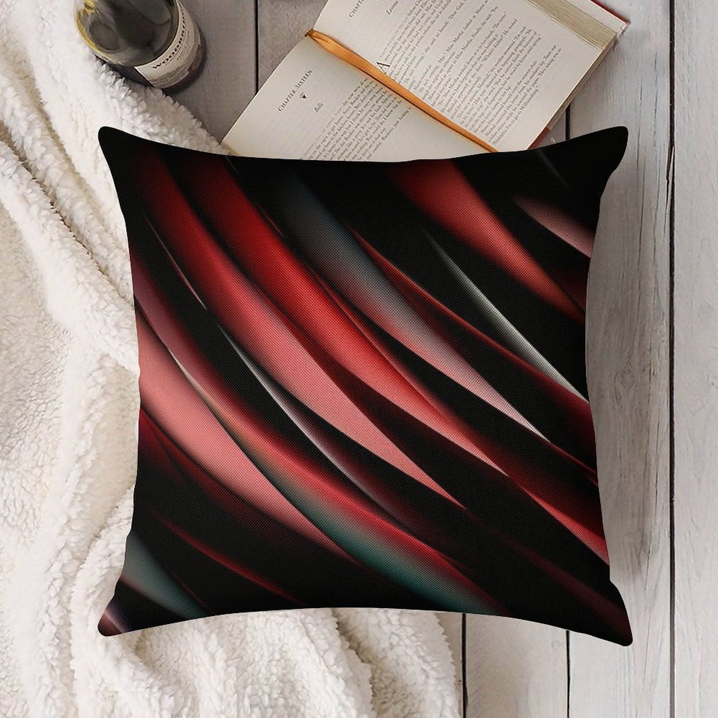 Decorative Red And Black Linen Throw Pillow Cover