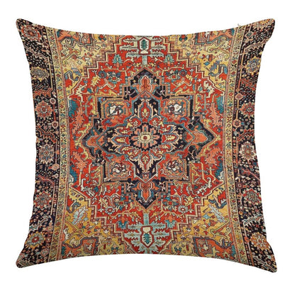 Heriz Persian Carpet Print Linen Throw Pillow Cover