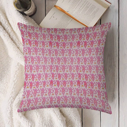 Pink Monkeys Linen Throw Pillow Cover