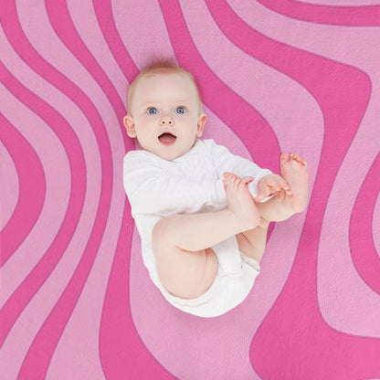 Vibrant Pink Wavy Abstract Pattern Throw Blanket