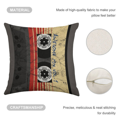 Vintage Awesome Mixtape Vol. 1 Linen Throw Pillow Cover