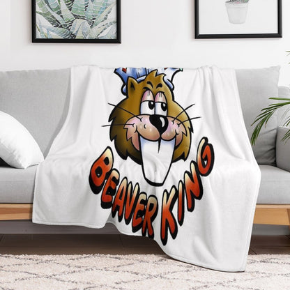 Beaver King - Red Text Throw Blanket