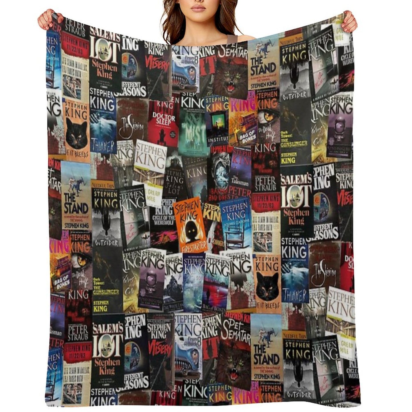 Stephen King Book Covers, Horror Bookworm Throw Blanket