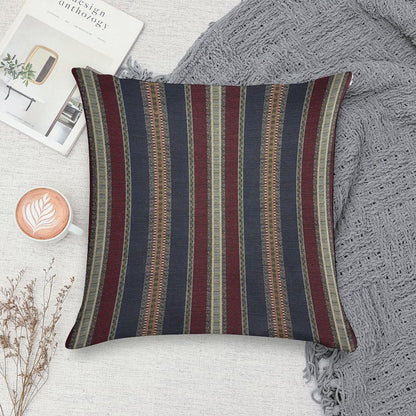 Navy Stripe Burgundy And Dark Blue Country Tapestry Soft Gift Ready Throw Pillow