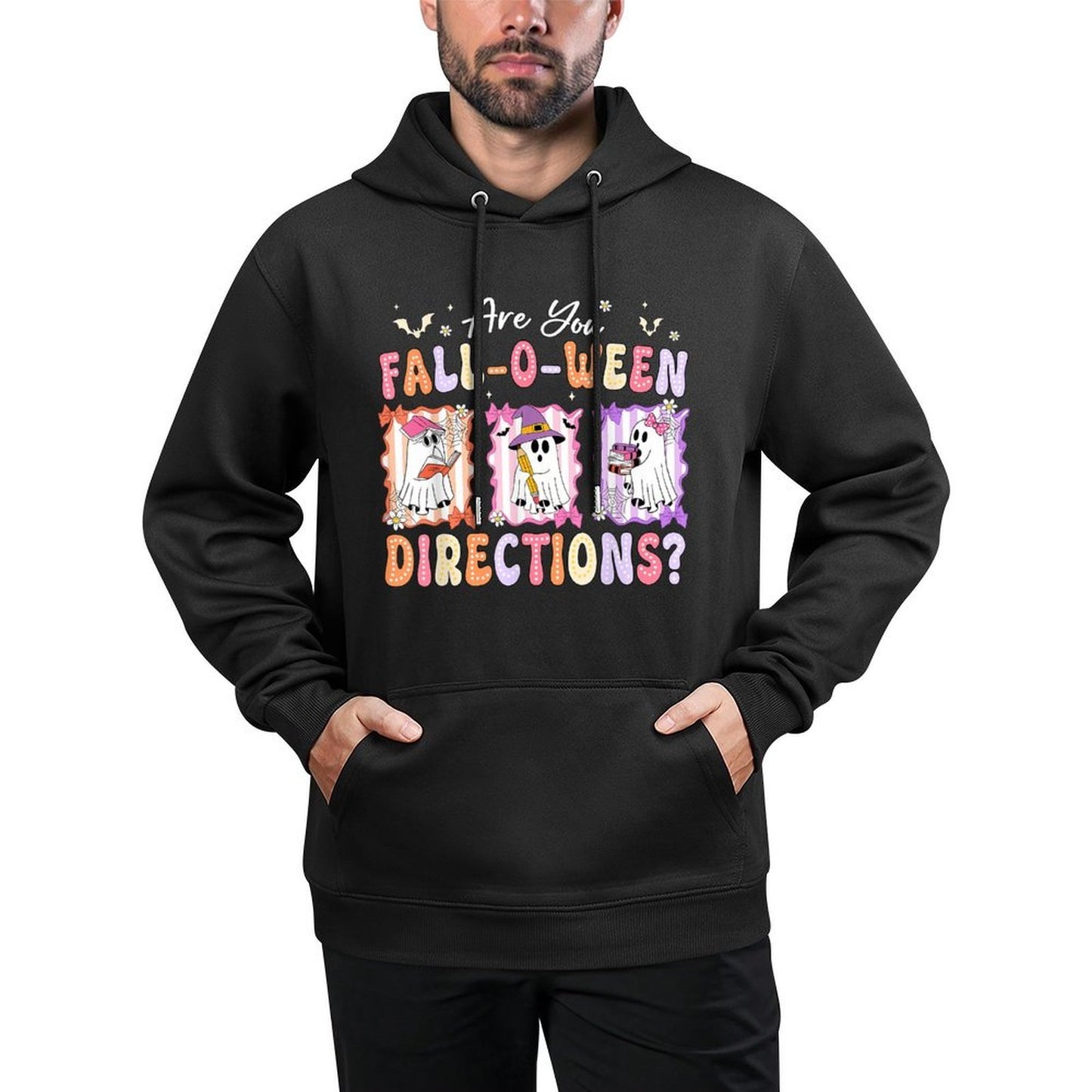Retro Are You Fall O Ween Directions Teacher Halloween Ghost Colorfast Hoodie