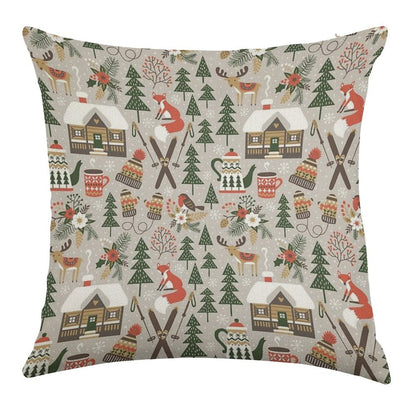 Cozy Cabin  Light Grey Linen Throw Pillow Cover