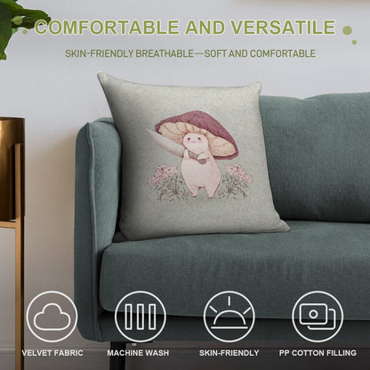 Let Me See What You Have Little Mushroom (no Text) Soft High-Density Material Throw Pillow