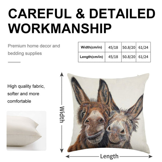 Donkeys - Hee Haw Linen Throw Pillow Cover