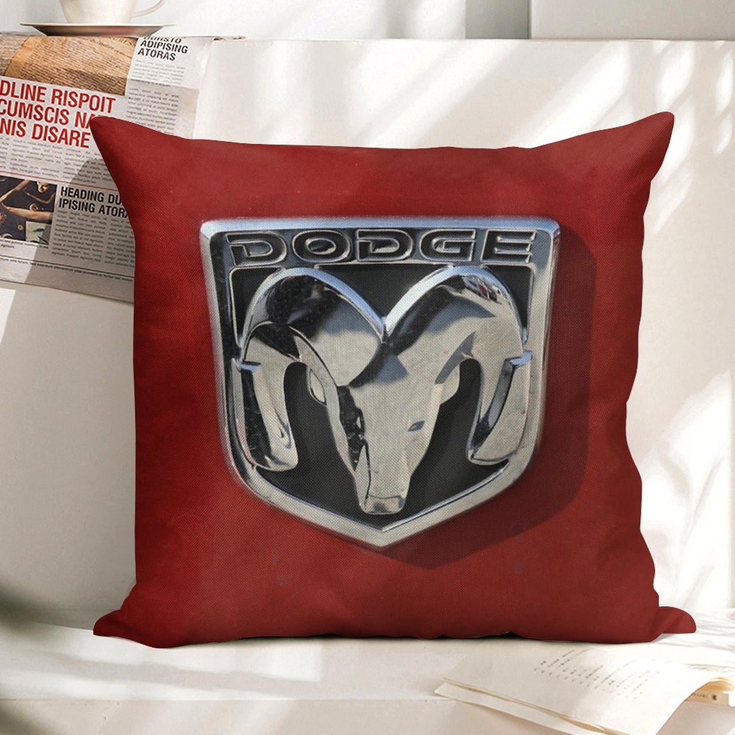 Dodge Logo Linen Throw Pillow Cover