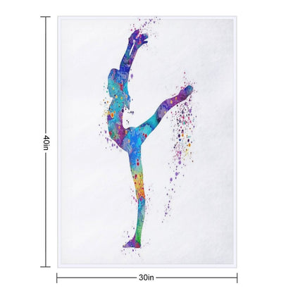 Girl Gymnastics Watercolor Silhouette Throw Blanket