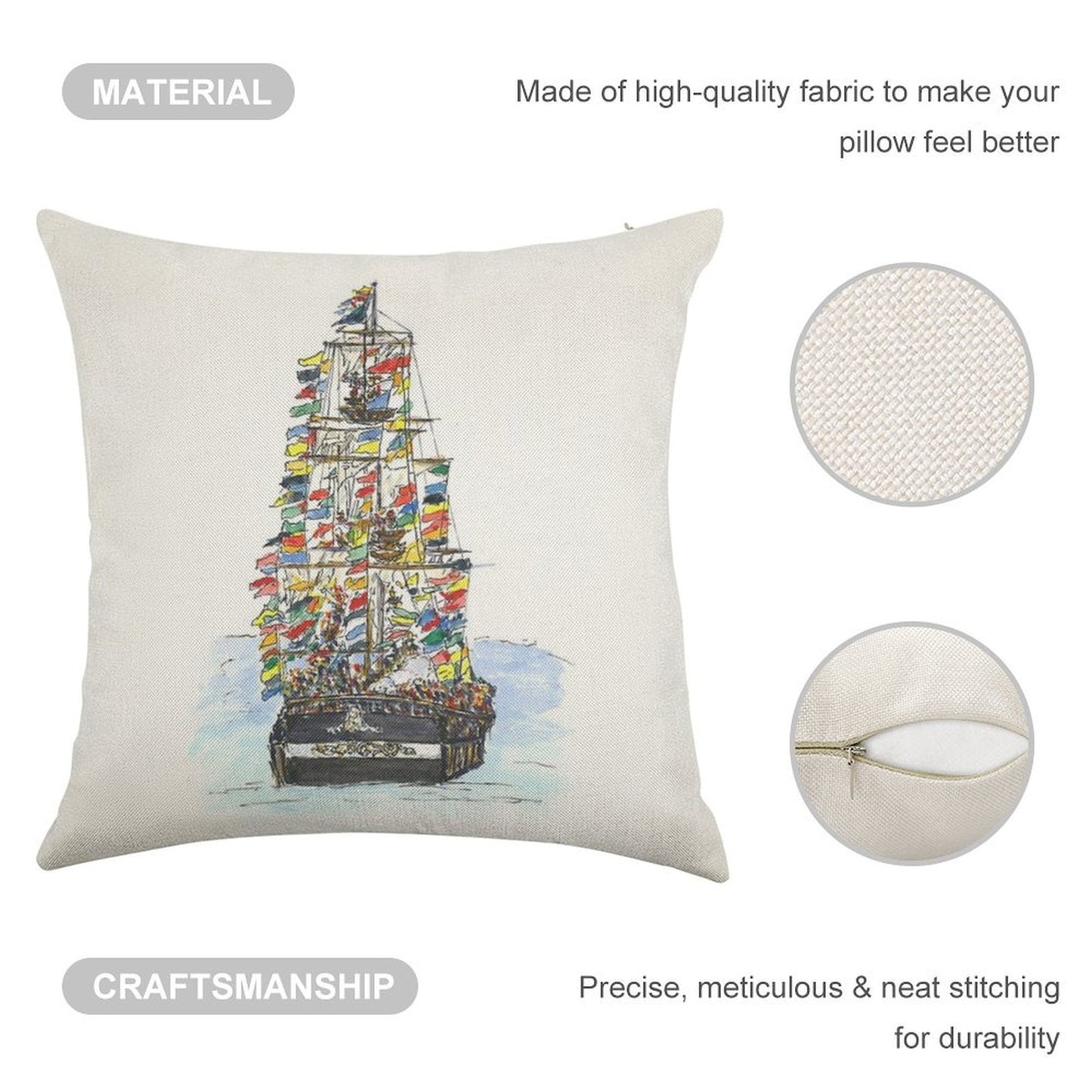 Gasparilla Pirate Festival, Tampa Linen Throw Pillow Cover