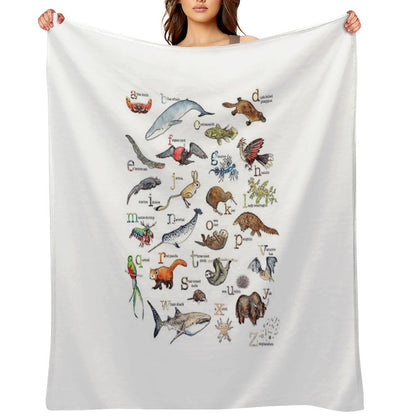 A to Z of Amazing Animals Throw Blanket