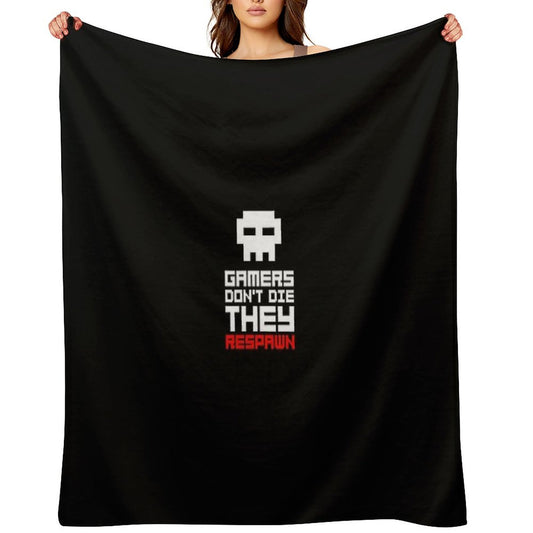 Pixel Skull Gamers Don't Die Throw Blanket