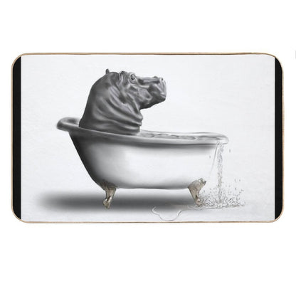 Hippo in The Bath Bath Mat