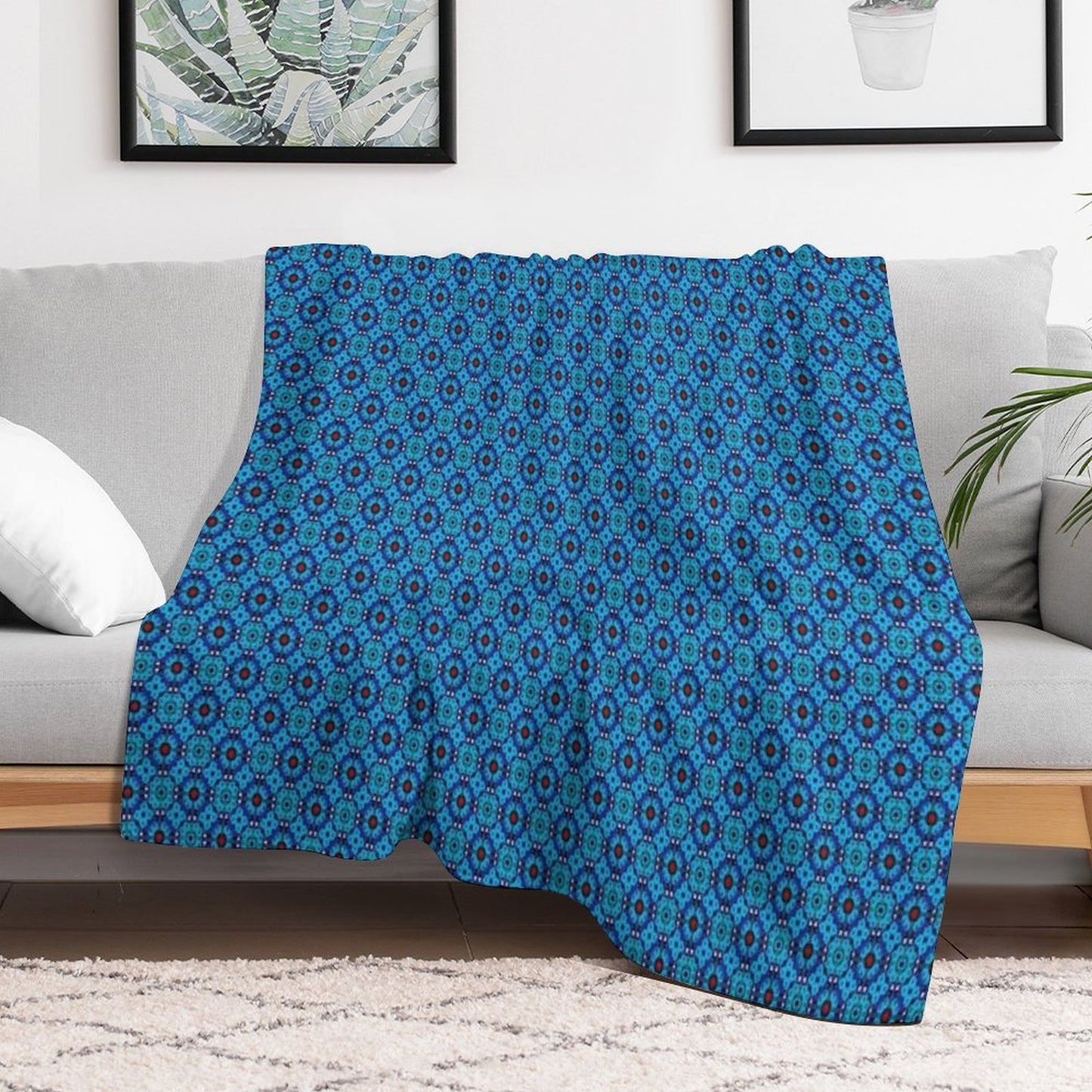 Blue Petal Medallions Throw Blanket