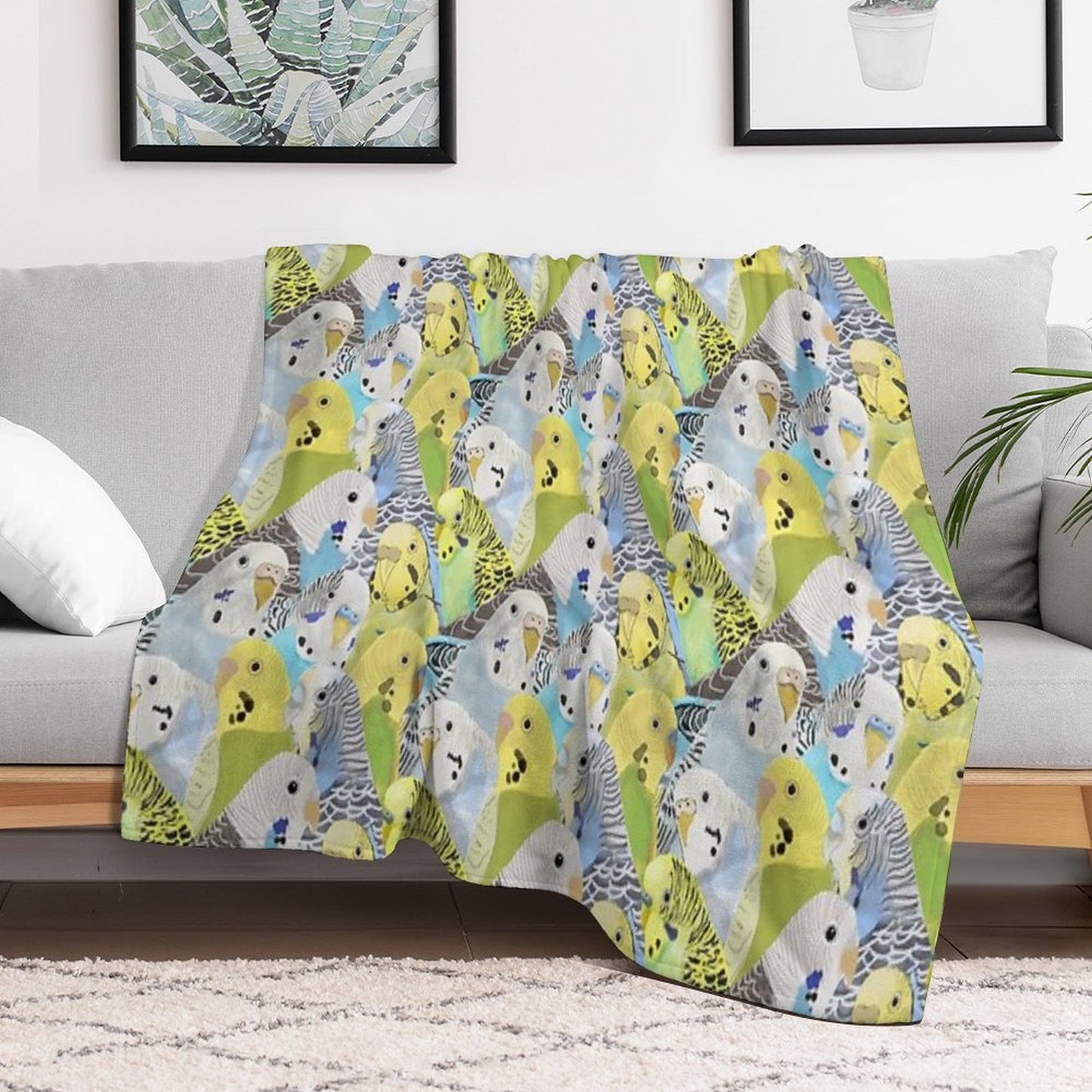 Budgie Parakeets Throw Blanket