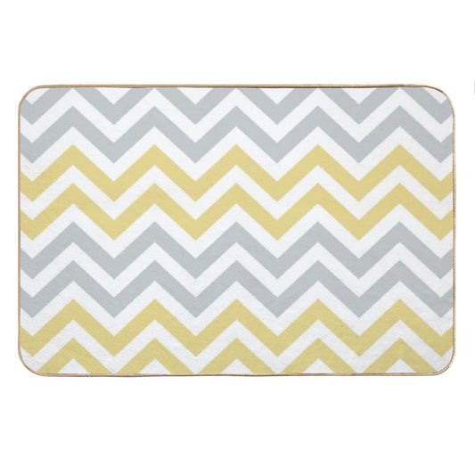 Trendy Yellow And Gray Chevron Bath Mat