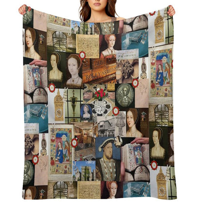 Anne Boleyn Collage Throw Blanket