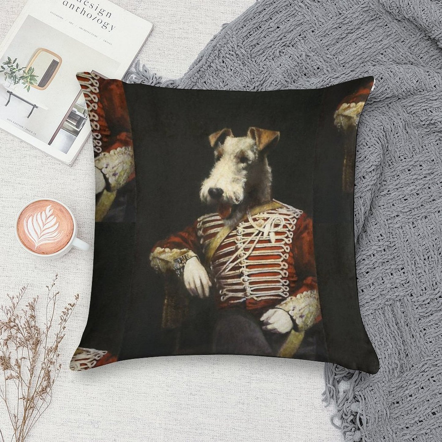 Victorian Fox Terrier In Uniform Soft Skin-Friendly Throw Pillow