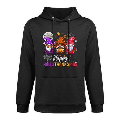 Happy Hallothanksmas Gnomes Lover Halloween Merry Christmas Shrink-Resistant Hoodie
