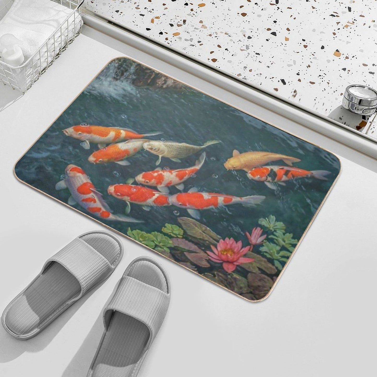 Koi Fish Pond  Goldfish Bath Mat