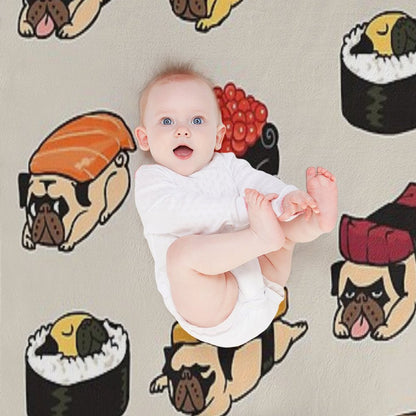 Sushi Pug Throw Blanket