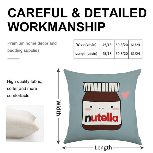 Cute Nutella Jar Linen Throw Pillow Cover