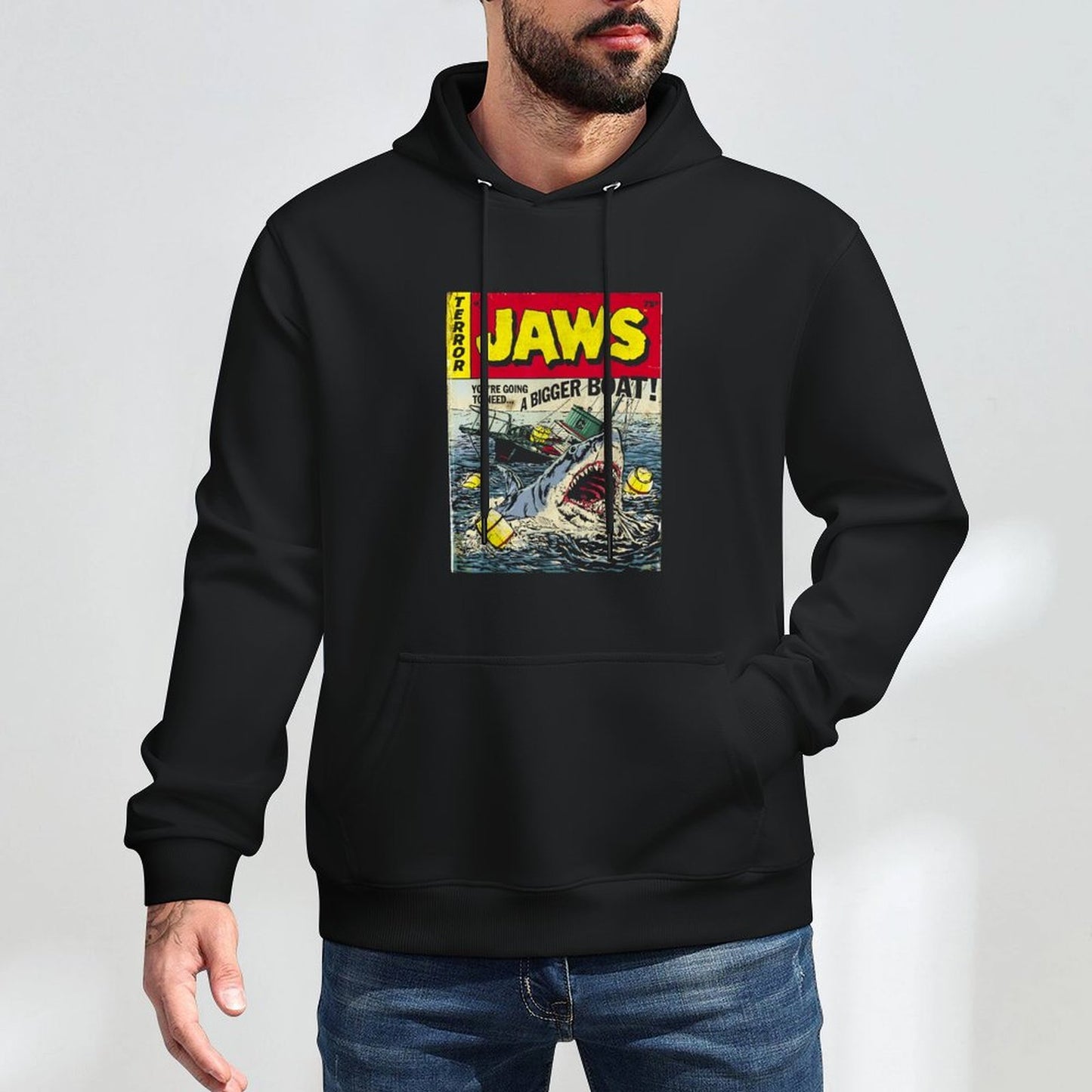 Jaws Pulp Attack Comic Cover Durable Construction Hoodie