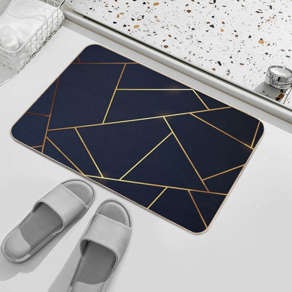 Geometric Navy Gold Stone Bath Mat