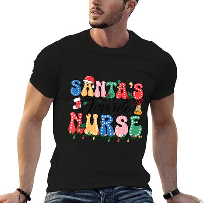 Funny Santas Favorite Nurse Christmas Nursing Xmas Comfortable T-Shirt