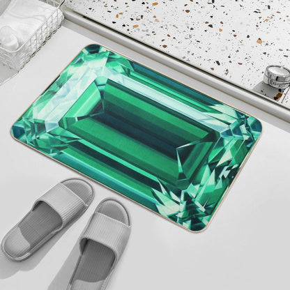 Colorful Gemstone Collection. Emerald Gem Hand-Painted Artwork Bath Mat