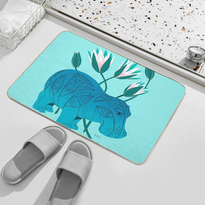 Faience Hippo - Floral Artefacts Bath Mat
