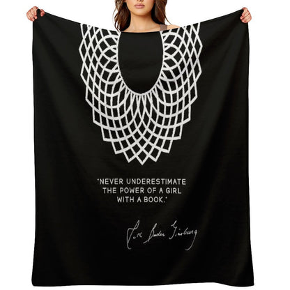 RBG Never Underestimate The Power of A Girl With A Book Throw Blanket