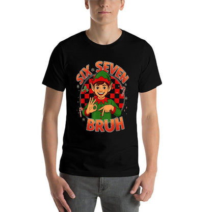 HUGvyn Six Seven Bruh Meme Christmas Funny Elf 67 Meme Boys  Relaxed-fit T-Shirt